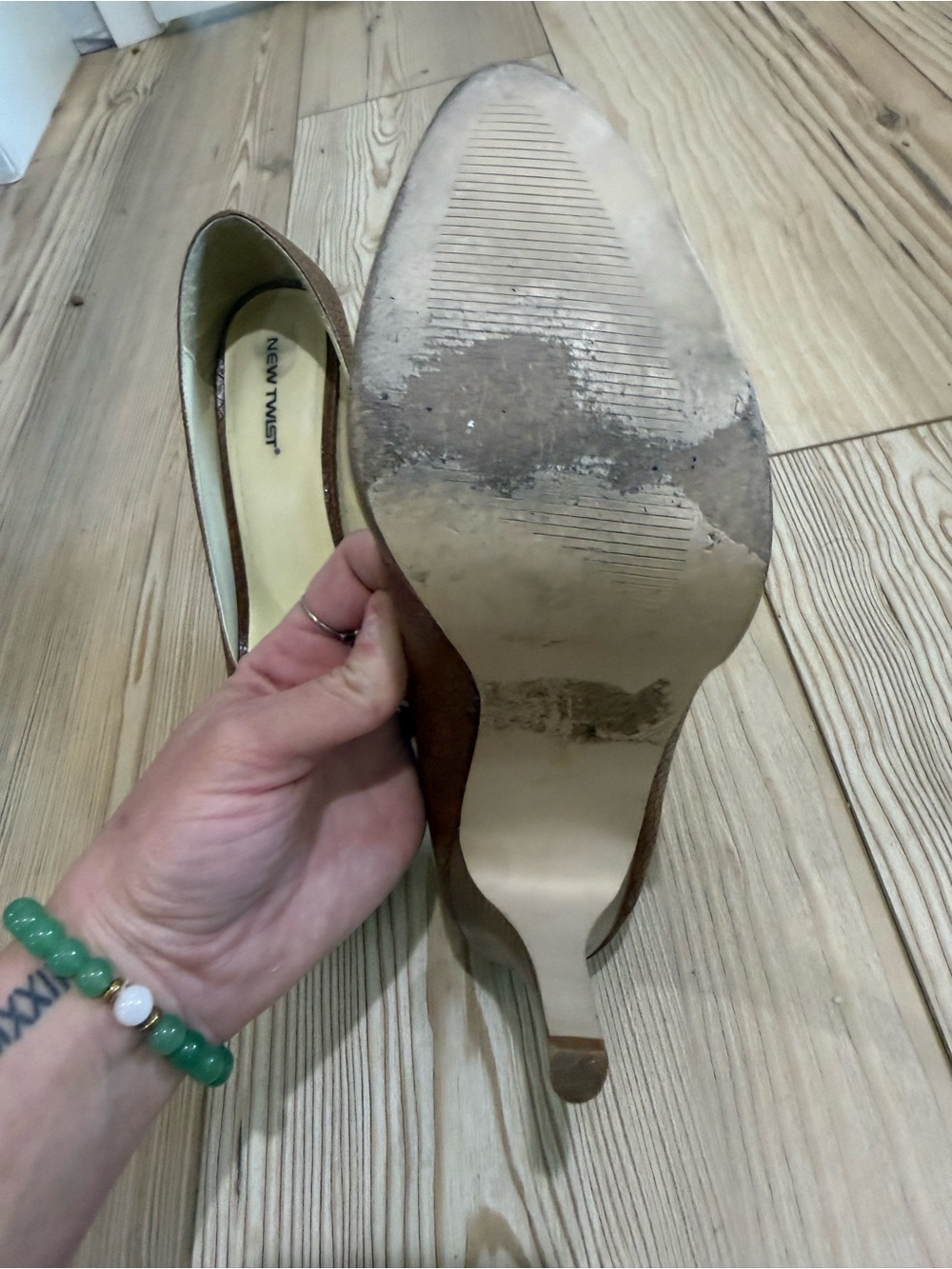 Brown Croc-Embossed Peep-Toe Stiletto‎ Heels - Picture 4 of 4